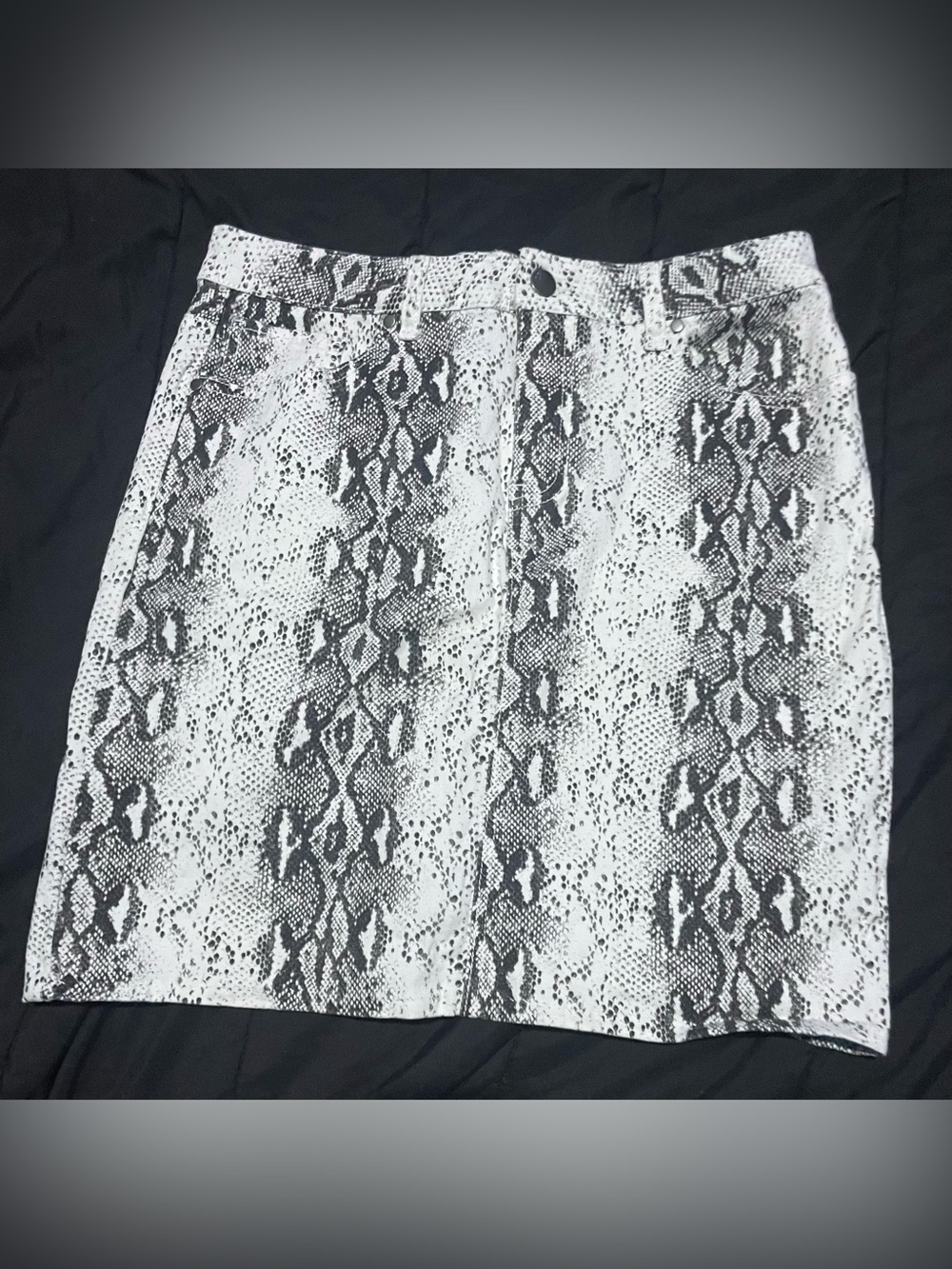 White and Black Snakeskin Midi Skirt